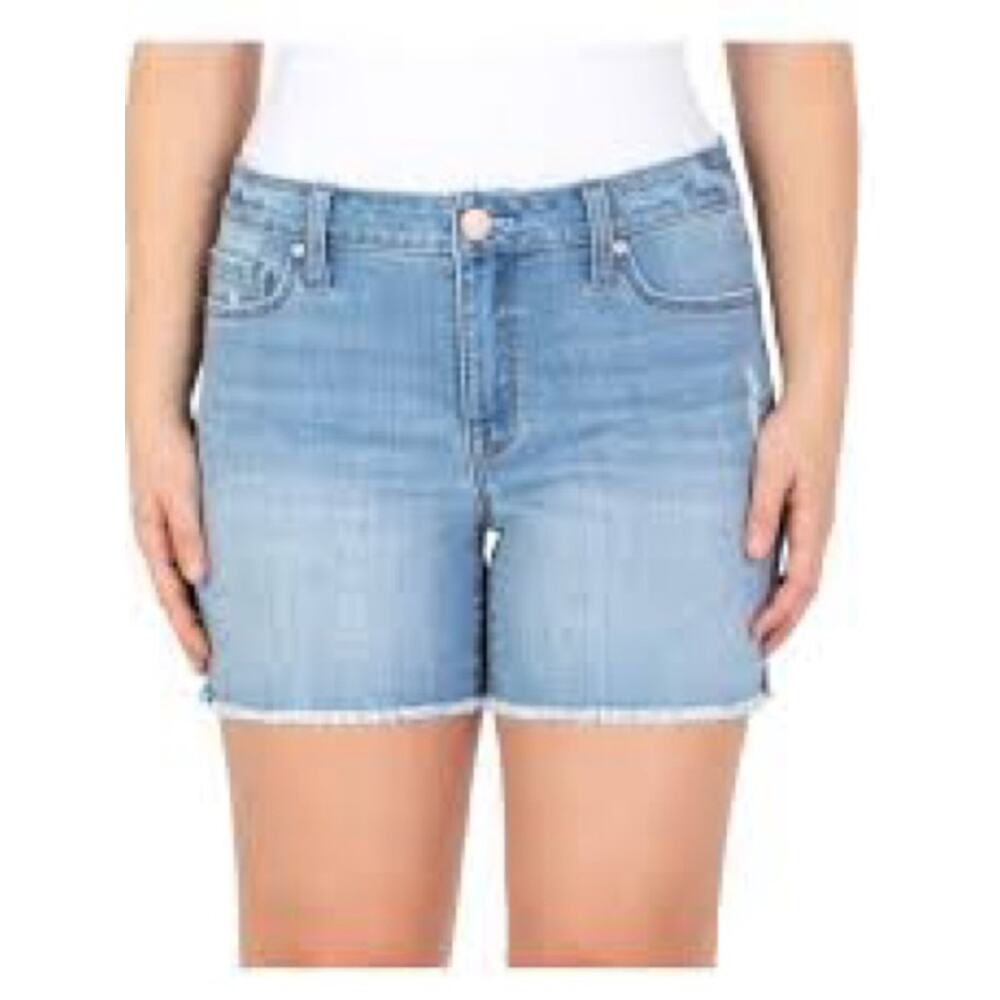 7 For All Mankind “Weekend” Light Blue Denim Cutoff Shorts